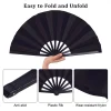 Éventails pliants noirs vintage, éventail de kung fu pour fête de mariage, bricolage de poche, artisanat de danse, accessoires pour spectacle, mariage, fête