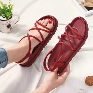Sandales à Plateforme en Plastique PVC de Style Romain pour Femme, Chaussures Vintage de Haute Qualité, Vente en Gros et en Gros