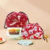 boîte à déjeuner à cordon imprimé chat japonais, sac de rangement pour voyage pique nique portable facile à laver bento boîte à déjeuner fourre tout