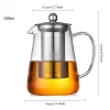 théière en verre résistante à la chaleur, bouilloire à thé avec infuseur amovible en acier inoxydable, service à thé kungfu pour thé vert, thé aux fruits, 1 pièces