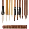 Ensemble de pinceaux de calligraphie chinoise 10 pièces-pinceaux d’écriture haut de gamme pour débutants et artistes-avec porte-pinceau enroulable en bambou, Ensemble de pinceaux de calligraphie chinoise 10 pièces-pinceaux d’écriture haut de gamme pour débutants et artistes-avec porte-pinceau enroulable en bambou,