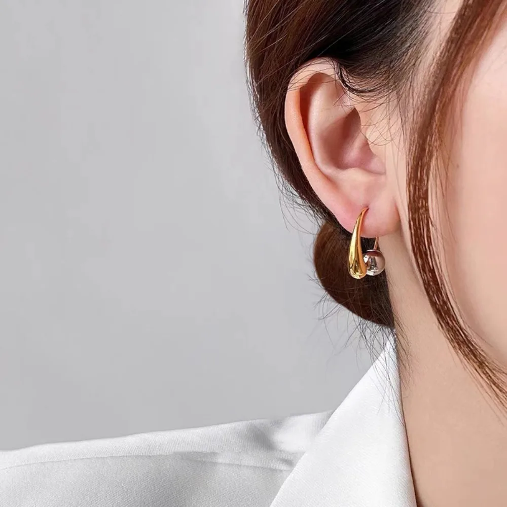 bijoux élégants pour filles, géométrie rétro, accessoires de style coréen, goutte d'eau, boule ronde, boucles d'oreilles en métal bijoux élégants pour filles, géométrie rétro, accessoires de style coréen, goutte d'eau, boule ronde, boucles d'oreilles en métal