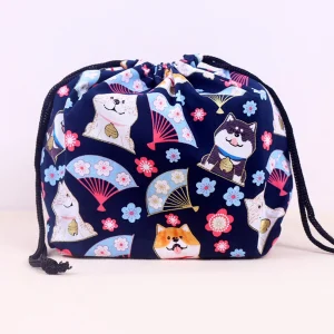 Boîte à déjeuner à cordon imprimé chat japonais, sac de rangement pour voyage pique-nique Portable facile à laver Bento boîte à déjeuner fourre-tout Boîte à déjeuner à cordon imprimé chat japonais, sac de rangement pour voyage pique-nique Portable facile à laver Bento boîte à déjeuner fourre-tout