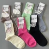 chaussettes mi mollet à motifs de fleurs de style japonais pour femmes, absorbant la sueur, design de dessin animé mignon, chaussettes polyvalentes à la mode