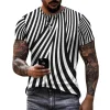 t shirt rayé noir et blanc pour hommes, conception de lignes abstraites, t shirts à col rond, t shirts à manches courtes, mode de plage, cadeau d'anniversaire