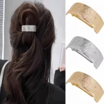 Épingle à cheveux Simple coréenne pour femmes, mode élastique, Barrettes en alliage d&rsquo;argent doré, support queue de cheval, accessoires pour cheveux
