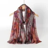 Écharpe en satin élégante et colorée, écharpe ethnique respirante pour peinture à l'aquarelle, écharpe en polyester doux teint par nouage pour fête