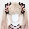 pince à cheveux avec nœud noir et rose, accessoires japonais y2k jirai kei lolita, accessoire fait à la main, couvre chef féminin, costume de cosplay