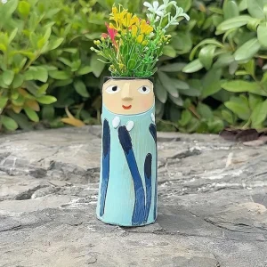 Vase artistique en résine avec visage bohème fabriqué à la main – Ornement d’accent de décoration pour la maison Vase artistique en résine avec visage bohème fabriqué à la main – Ornement d’accent de décoration pour la maison