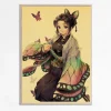 affiche en toile d'art animé japonais demon slayer, décoration murale moderne rétro jaunissante adaptée à la décoration de la maison de la pièce