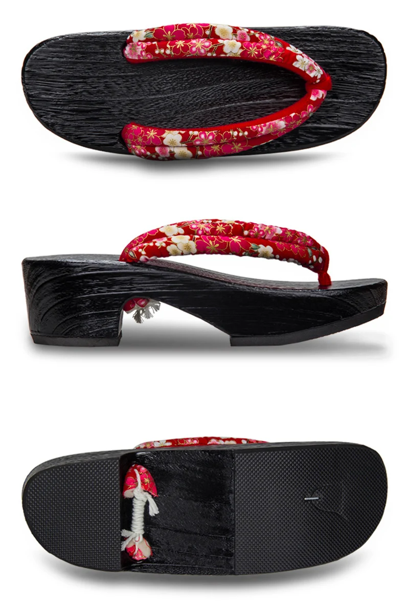 tongs geta japonaises imprimées de fleurs de samouraï traditionnel pour femmes, tongs en bois, chaussures parker, sandales financièrement, pantoufles tongs geta japonaises imprimées de fleurs de samouraï traditionnel pour femmes, tongs en bois, chaussures parker, sandales financièrement, pantoufles