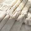 rideau court en dentelle géométrique creuse, café léger simple japonais avec pompon beige, pour salon, chambre à coucher, baie vitrée