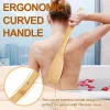 brosse de douche en bambou à poils naturels avec manche long incurvé, détachable, pour bain, brosse de nettoyage, massage, frottement, brosse arrière