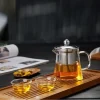 théière en verre résistant à la chaleur avec infuseur à café en acier inoxydable, récipient chauffant, théière, bonne bouilloire transparente, paniers filtrants carrés