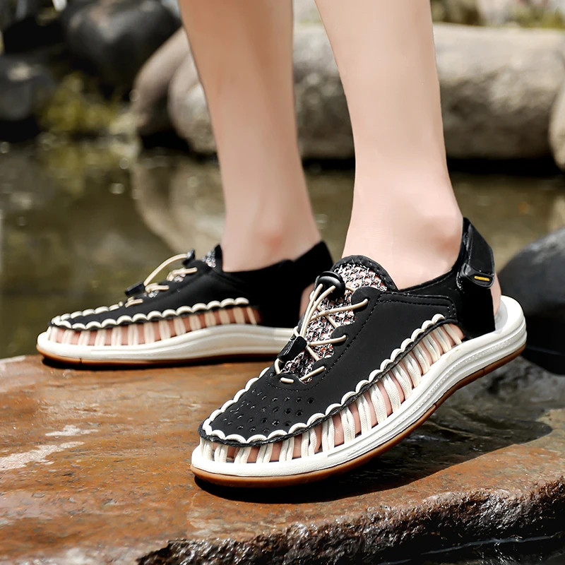 Été nouvelles sandales mode tissage à la main décontracté hommes sandales marque concepteur en plein air marche chaussures pour hommes été chaussures de plage Été nouvelles sandales mode tissage à la main décontracté hommes sandales marque concepteur en plein air marche chaussures pour hommes été chaussures de plage