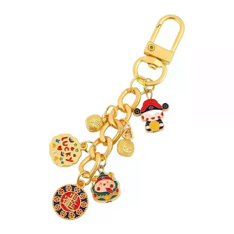porte clés chat porte bonheur mignon de style chinois, 1 pièce, chaton de dessin animé, sac de voiture, ornements à breloques, pendentif, bijoux, cadeau de couple porte clés chat porte bonheur mignon de style chinois, 1 pièce, chaton de dessin animé, sac de voiture, ornements à breloques, pendentif, bijoux, cadeau de couple