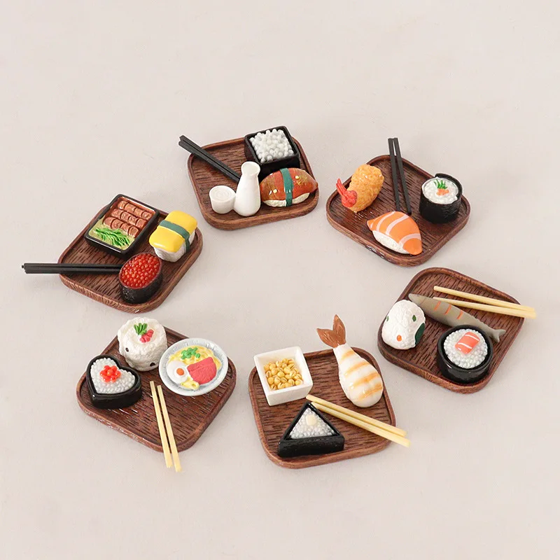 figurines créatives en résine de cuisine japonaise, mini sushi artificiel, fruits de mer miniatures, ornements de bureau figurines créatives en résine de cuisine japonaise, mini sushi artificiel, fruits de mer miniatures, ornements de bureau