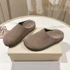 baotou – demi pantoufles à semelle épaisse pour femmes, pantoufles plates en perles, chaussures décontractées en daim, diapositives de printemps et d'automne, mules paresseuses d'extérieur