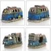 ornements décoratifs d'aquarium en résine, décoration précieuse de bus cassé, simulation de roches, accessoires précieux de poisson