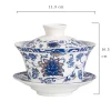 grande tasse de théière en céramique gaiwan de porcelaine d'os de 300ml avec soucoupe bol à thé peint à la main tureens ensemble de cérémonie de kung fu chinois