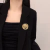broches rondes en alliage uniques, accessoires de bijoux, grande déclaration géométrique, broche irrégulière, badge de sac, décoration de style coréen