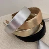 bandeaux larges en cuir de style coréen pour femmes, or brillant, argent, pu, bandes de sauna, mode, éponge unie, cerceau à cheveux, pince à cheveux, vêtements de sauna rétro