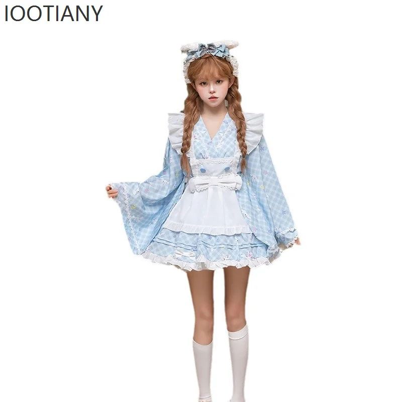 iootiany japonais doux frais lolita yukata kimono robe kawaii princesse robe de soirée avec nœud tablier cosplay costume de femme de chambre iootiany japonais doux frais lolita yukata kimono robe kawaii princesse robe de soirée avec nœud tablier cosplay costume de femme de chambre