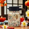 théière à motif floral, bouilloire à thé en acier, 1000ml, anti goutte, bouilloire à thé de cuisine, infuseur à thé, bouilloire familiale