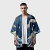 kimono court d'été pour hommes et enfants, cardigan, mode japonaise, cape de cosplay anime, robe populaire, streetwear haori samouraï