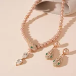 Colliers serpent boucles d&rsquo;oreilles ensemble de bijoux de luxe strass Imitation perle chaîne de perles collier pour fête mariage cadeaux de mariée
