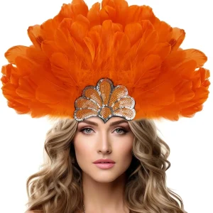 Coiffure en plumes noires pour femmes, coiffure de carnaval des caraïbes, accessoires de showgirl, cosplay ssissi
