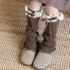 jambières décontractées avec ruban à nœud harajuku, bas longs, couleur unie, couvre pieds tricoté, kawaii, chaussettes tricotées lolita douces, automne