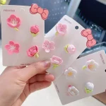 Épingles à cheveux Peach None Blossoms pour femmes et filles, pince à cheveux, vêtements de sauna, accessoires de dessin animé, tulipe Sakura, cordon à cheveux fleur, ornement, nouveau