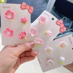Épingles à cheveux Peach None Blossoms pour femmes et filles, pince à cheveux, vêtements de sauna, accessoires de dessin animé, tulipe Sakura, cordon à cheveux fleur, ornement, nouveau Épingles à cheveux Peach None Blossoms pour femmes et filles, pince à cheveux, vêtements de sauna, accessoires de dessin animé, tulipe Sakura, cordon à cheveux fleur, ornement, nouveau