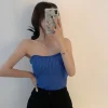 bandeau en tricot sans bretelles pour femme, haut tubulaire, coupe couvertes, fibre brillante, sexy, précieux