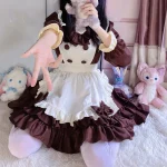 Femme de chambre japonaise Lolita élémentaire carnaval Cosplay Sexy mignon Caf É Costume tablier rose charmante robe Manga exposition Performance Femme de chambre japonaise Lolita élémentaire carnaval Cosplay Sexy mignon Caf É Costume tablier rose charmante robe Manga exposition Performance