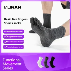 Chaussettes à cinq doigts pour hommes, bout fendu, pur coton, respirantes, absorbant la sueur, déodorantes, toutes saisons, chaussettes courtes et longues pour le sport Chaussettes à cinq doigts pour hommes, bout fendu, pur coton, respirantes, absorbant la sueur, déodorantes, toutes saisons, chaussettes courtes et longues pour le sport