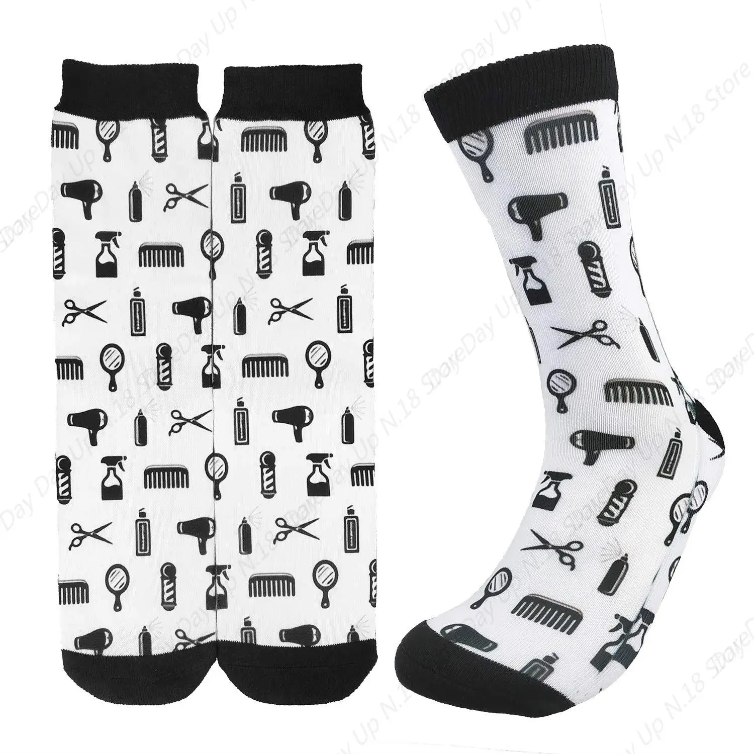 chaussettes fantaisie unisexes pour coiffeur, chaussettes décontractées drôles pour coiffeur, cadeau chaussettes fantaisie unisexes pour coiffeur, chaussettes décontractées drôles pour coiffeur, cadeau