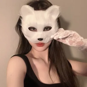 Masque de renard en peluche pour femmes, gants en dentelle sexy, cosplay anime, Halloween, carnaval, robe de paupières, accessoires de fête, masque mignon pour filles Masque de renard en peluche pour femmes, gants en dentelle sexy, cosplay anime, Halloween, carnaval, robe de paupières, accessoires de fête, masque mignon pour filles