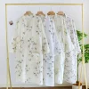 Peignoir Kimono Japonais 2025 Coton pour Femme, Simple, Imprimé, observateur, Vêtements de Maison, Printemps/Été, 100%