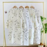 Peignoir Kimono Japonais 2025 Coton pour Femme, Simple, Imprimé, observateur, Vêtements de Maison, Printemps/Été, 100% Peignoir Kimono Japonais 2025 Coton pour Femme, Simple, Imprimé, observateur, Vêtements de Maison, Printemps/Été, 100%