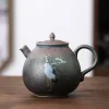 bouilloire à thé en céramique de 260ml, jingdezhen, théière chinoise rétro faite à la main, four en grès, couleur changeante, ensemble d'infuseur kung fu