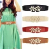 ceinture élastique pour femmes, version coréenne, feuille d'or, ceinture boutonnée, décoration de robe, manteau, ceinture élastique pour femmes