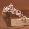couvre chef de mariée de couleur violette, diadèmes d'anniversaire pour grande fête pour femmes