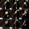 Épingle à cheveux en bois de style chinois avec pompon, épingle à cheveux fleur à enroulement, pince à cheveux élégante pour dame, accessoires pour cheveux, cadeau vintage