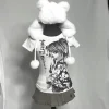 harajuku vêtements simple coupe rétro t shirt beau t shirt style décontracté y2k dessin animé rue t shirt imprimé avec texte.
