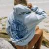 sweat shirt à capuche surdimensionné avec broderie de fleurs pour femmes et adolescentes, graphique de plage hawaïenne, vintage y2k