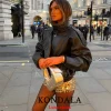 KONDALA décontracté Chic noir en cuir vestes femmes à manches longues boutons élastique surdimensionné manteaux mode 2026 automne Streetwear manteaux