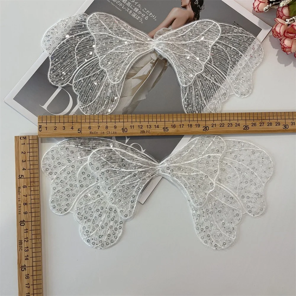 patchs en dentelle avec nœud brodé de perles argentées, voile de mariée, robe de mariée, vêtements, couvre chef, accessoires de couture patchs en dentelle avec nœud brodé de perles argentées, voile de mariée, robe de mariée, vêtements, couvre chef, accessoires de couture