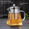 théière en verre résistant à la chaleur avec infuseur à thé en acier inoxydable, filtre, bouilloire à thé aux fleurs, service à thé kung fu, théière puer oolong
